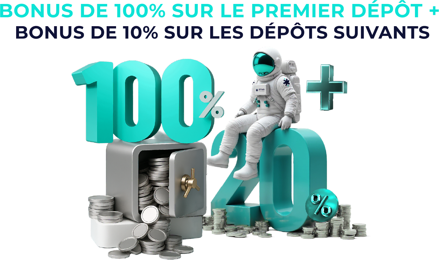 Bonus De 100% Sur Le Premier Dépôt + Bonus De 10% Sur Les Dépô
